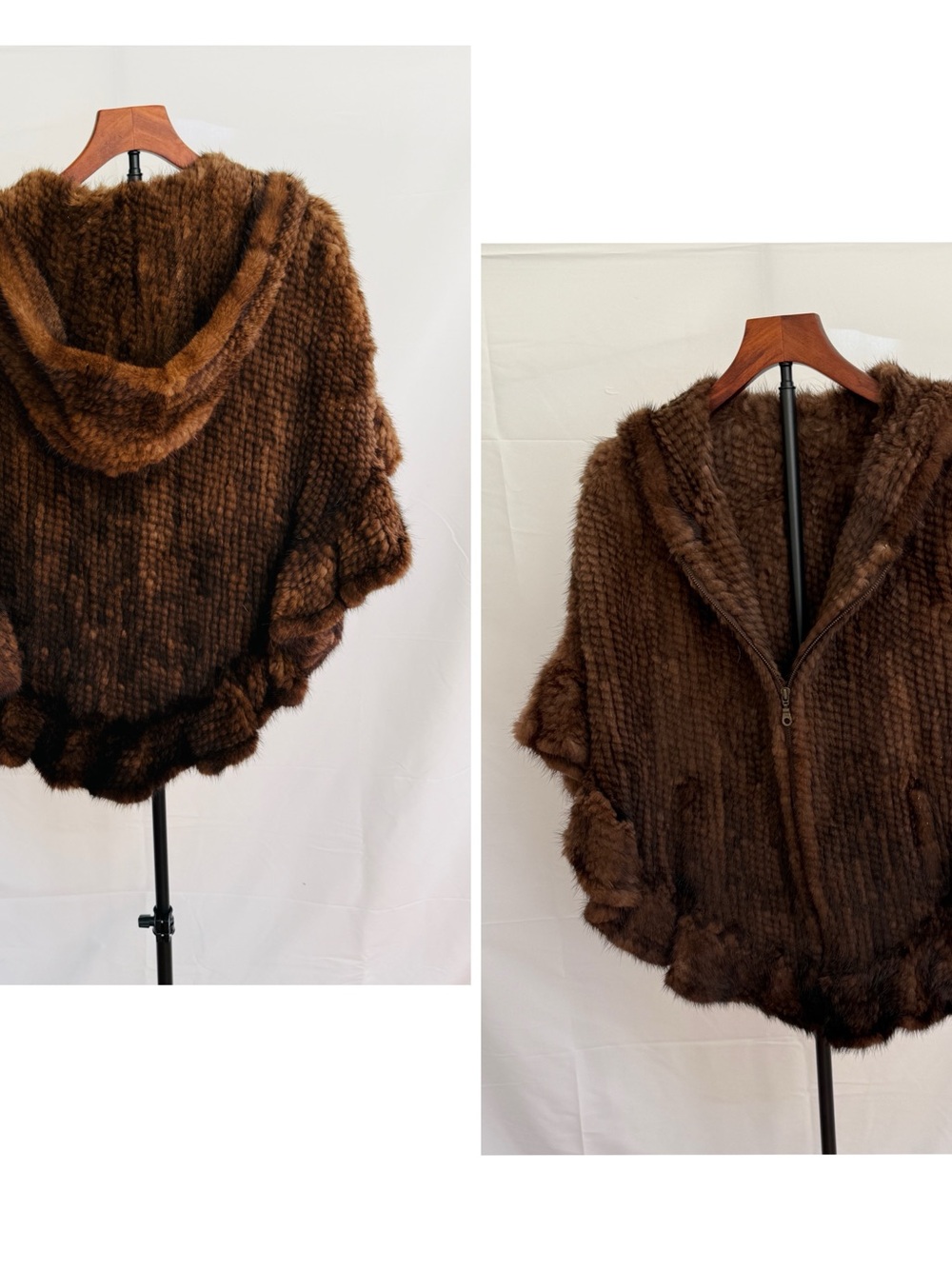 Brown Fur Hooded Cape